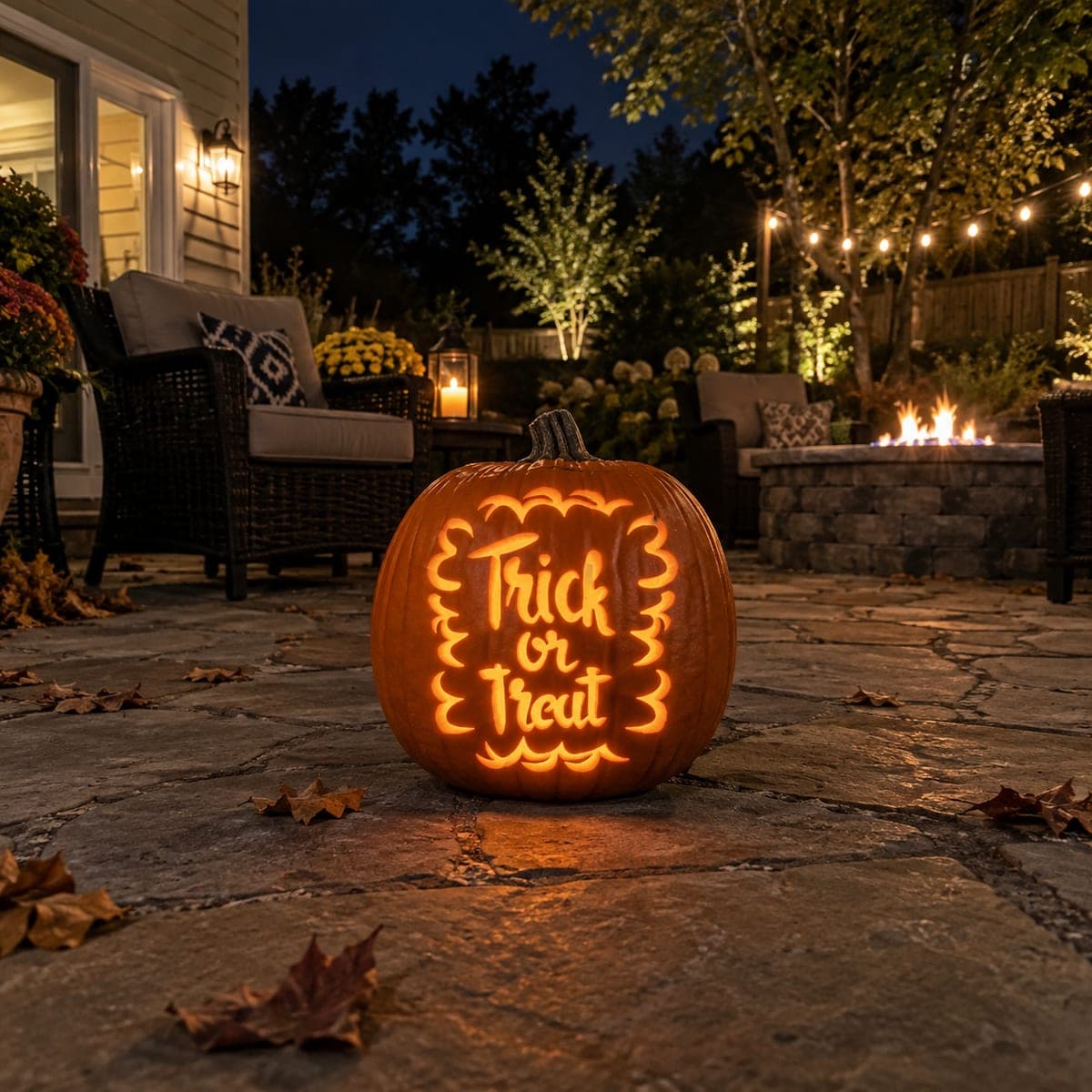 Framed Trick or Treat Script Pumpkin