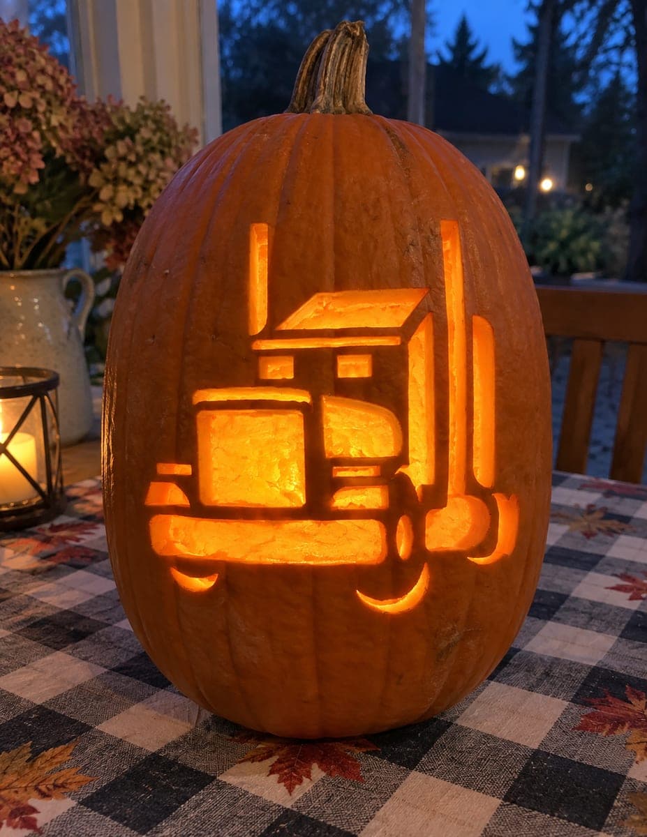 Front-Facing Semi Truck Pumpkin