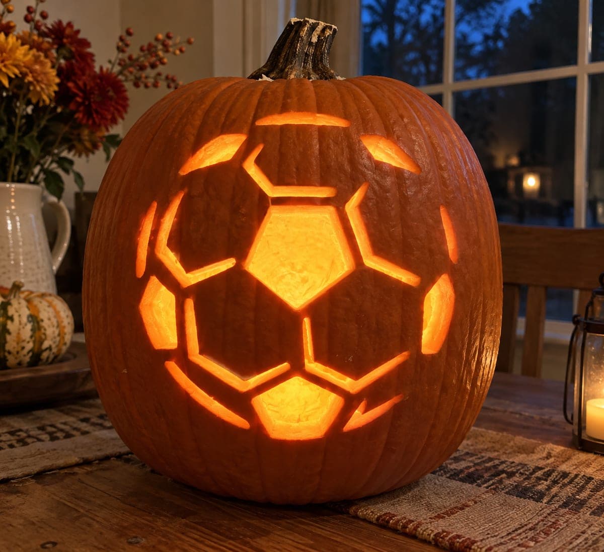 Geometric Soccer Ball Pumpkin
