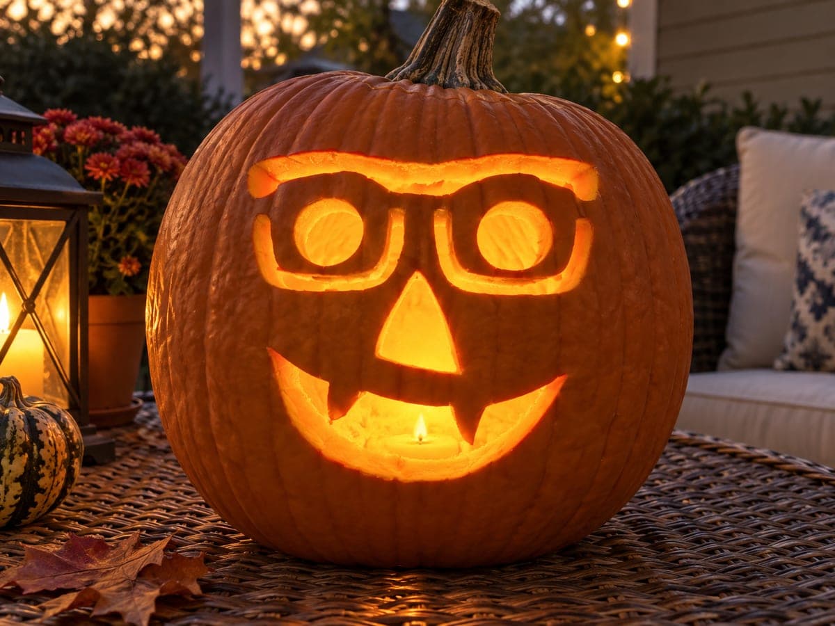 Glasses-Wearing Jack-O-Lantern Pumpkin