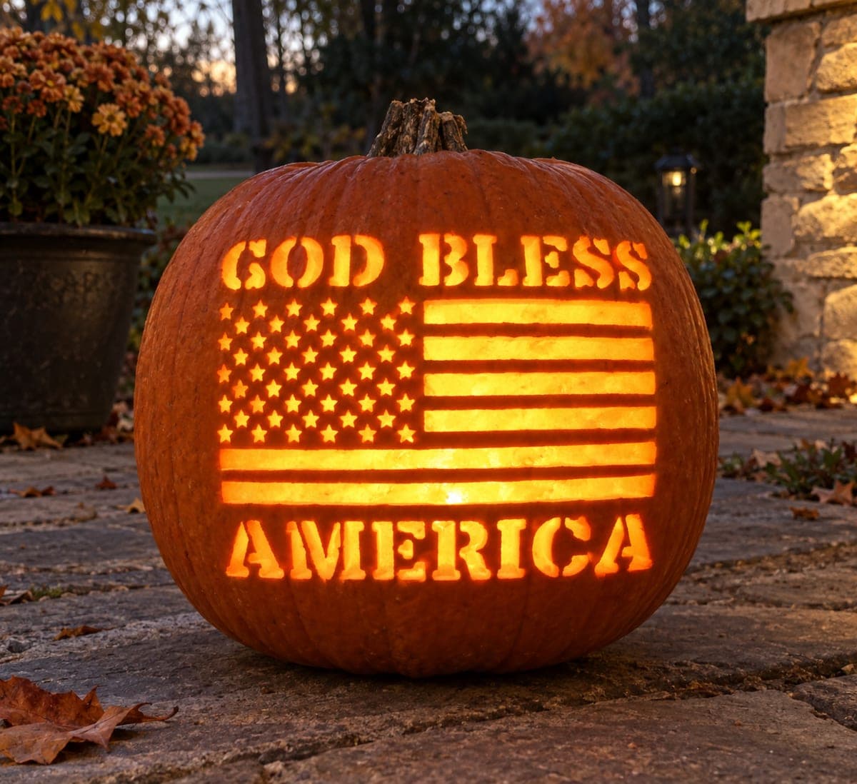 God Bless America Flag Pumpkin