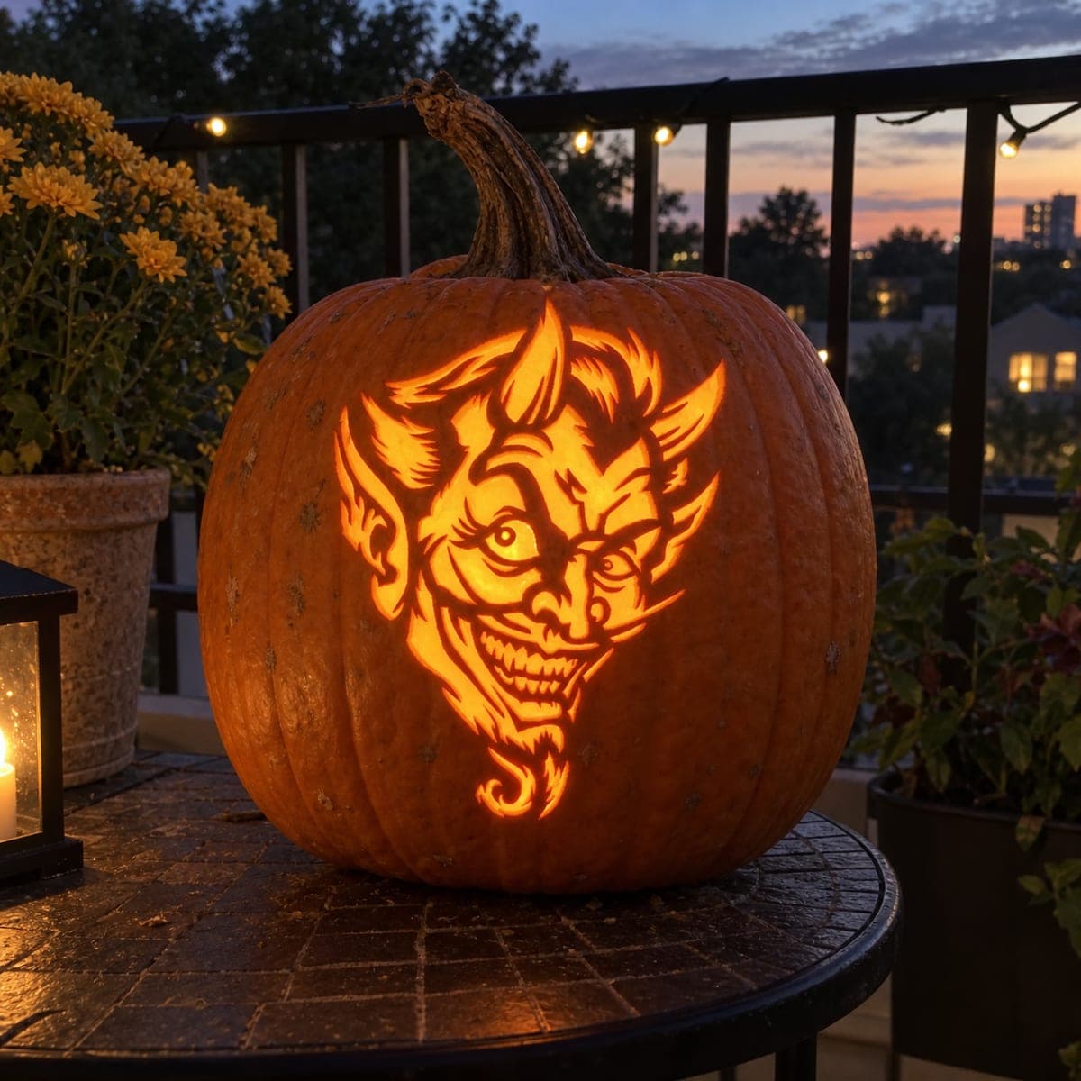 Grinning Flame-Crest Demon Pumpkin