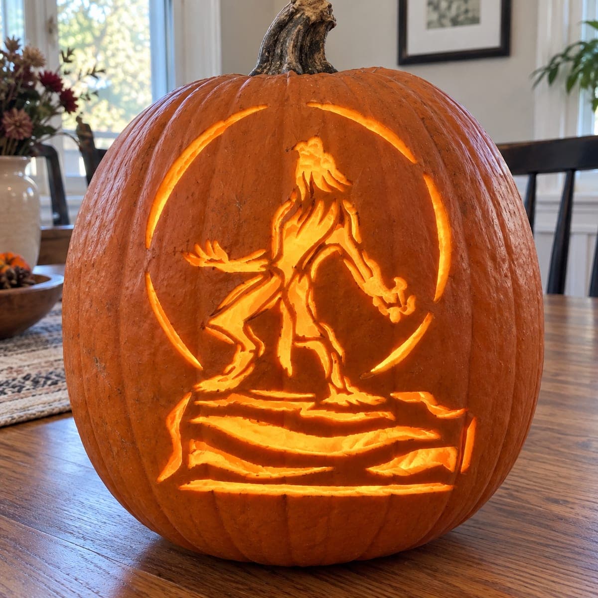 Howling Werewolf on a Rocky Ledge Pumpkin