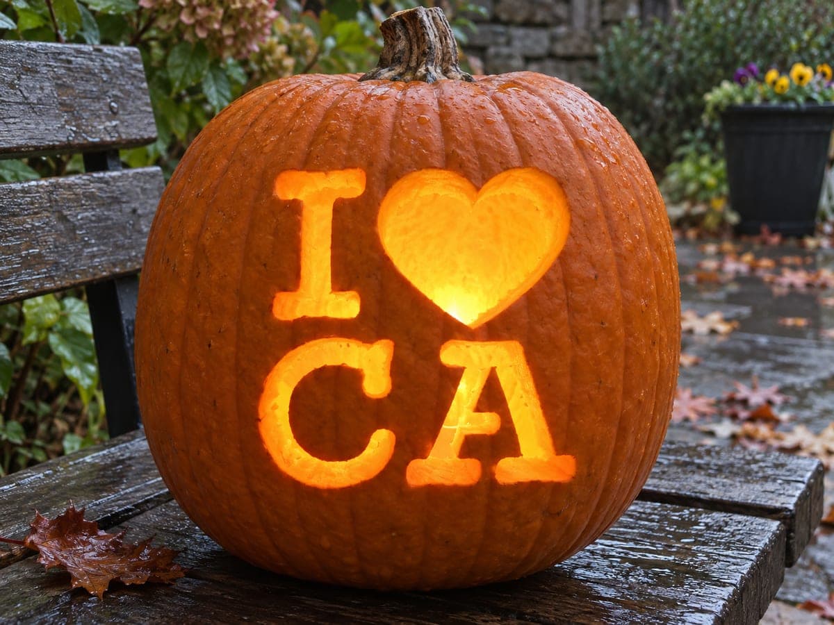 I Love California Heart Lettering Pumpkin