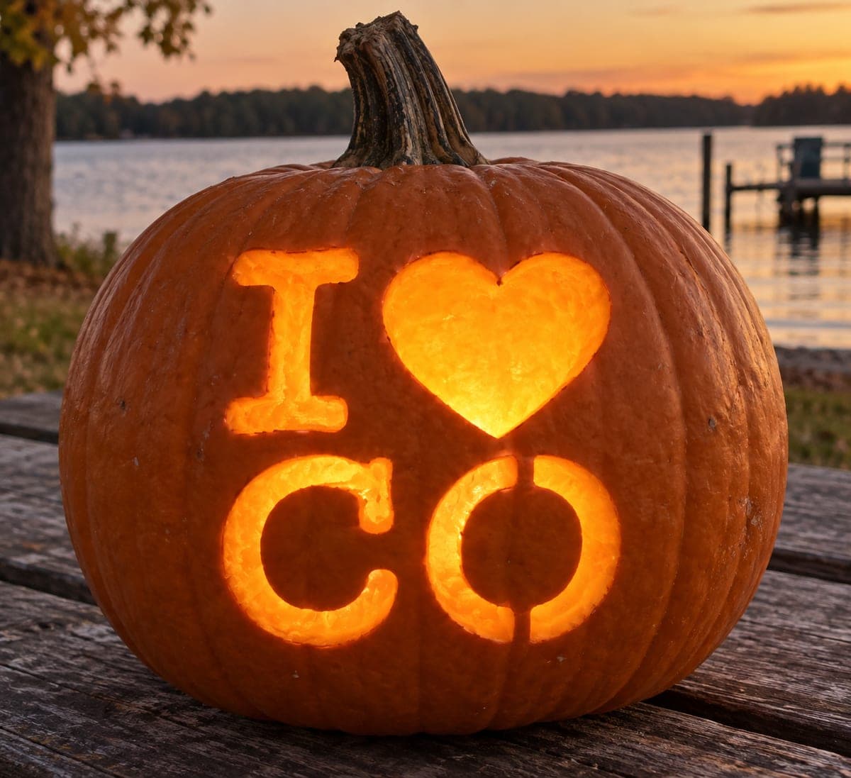 I Love Colorado Heart Lettering Pumpkin