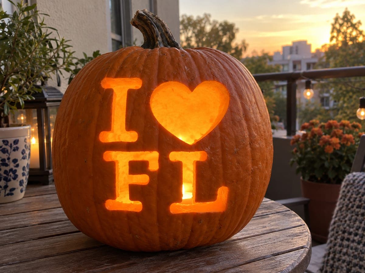 I Love Florida Heart Lettering Pumpkin