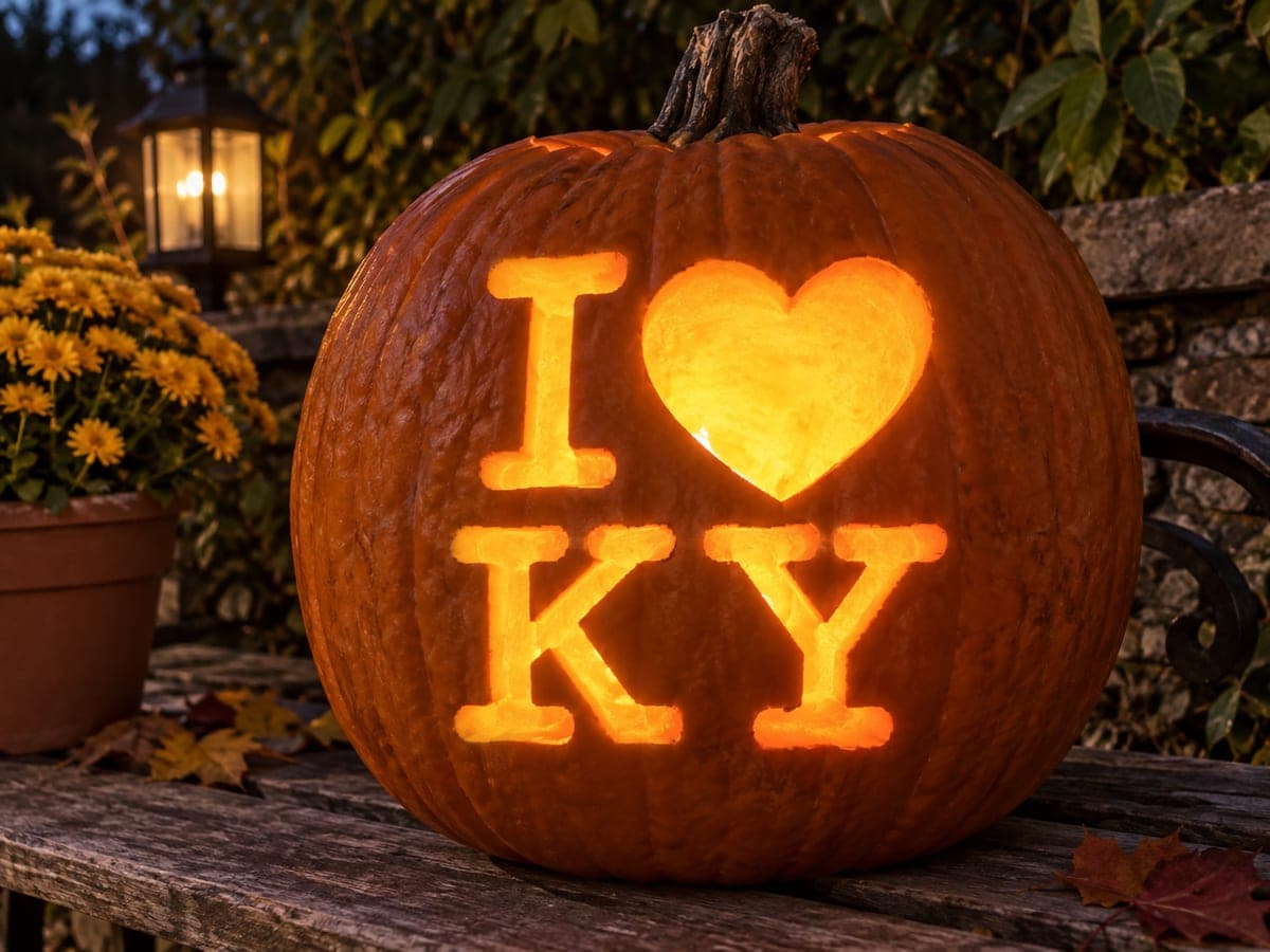 I Love Kentucky Heart Lettering Pumpkin