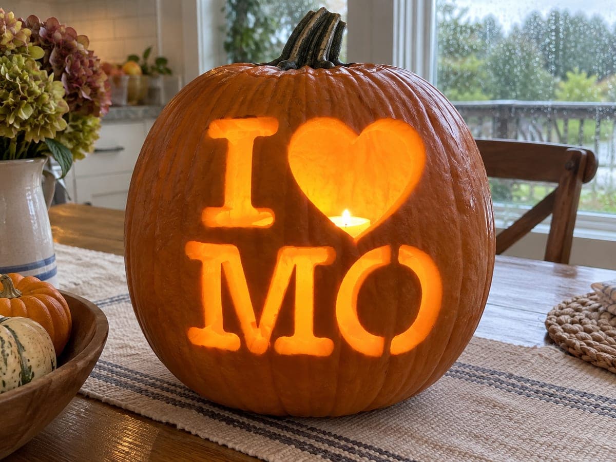 I Love Missouri Heart Lettering Pumpkin