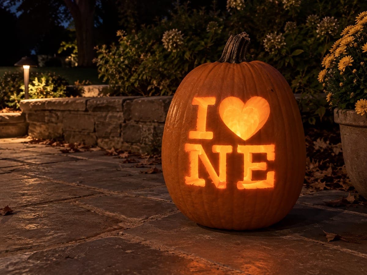 I Love Nebraska Heart Lettering Pumpkin