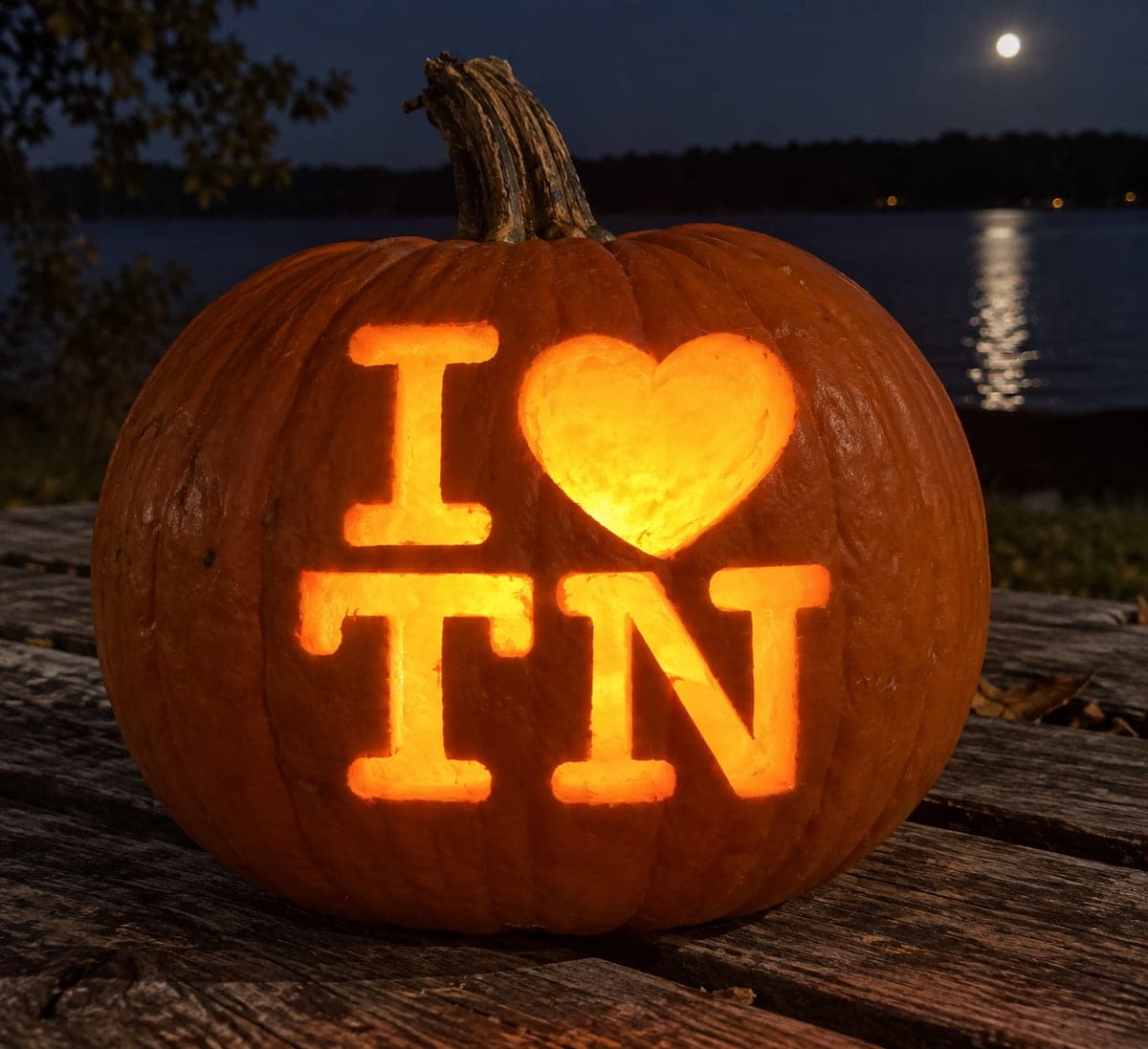 I Love Tennessee Heart Lettering Pumpkin