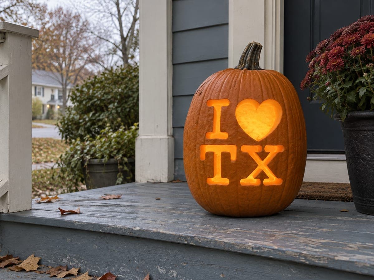 I Love Texas Heart Lettering Pumpkin