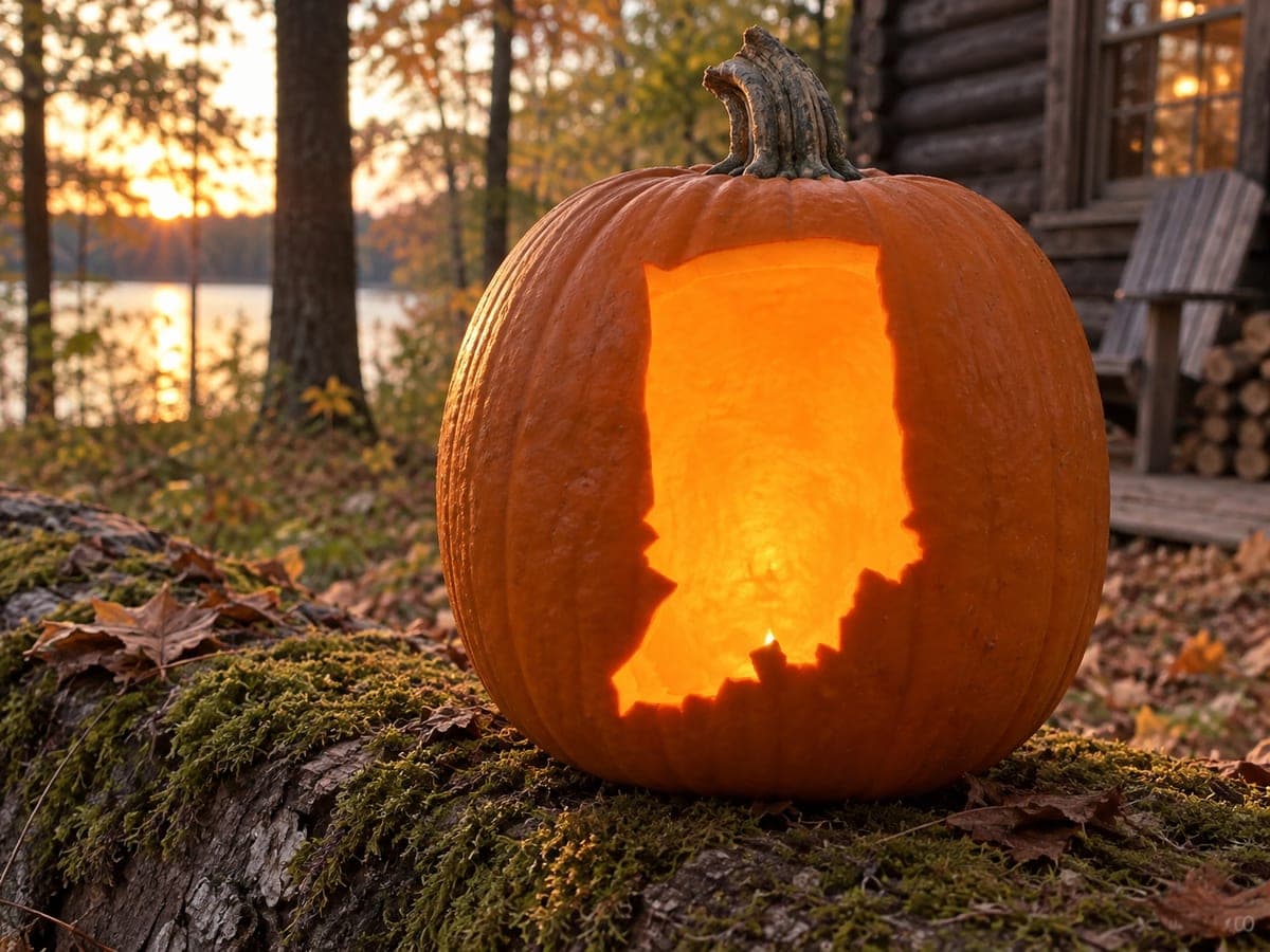Indiana State Outline Pumpkin — process shot 2 of 2