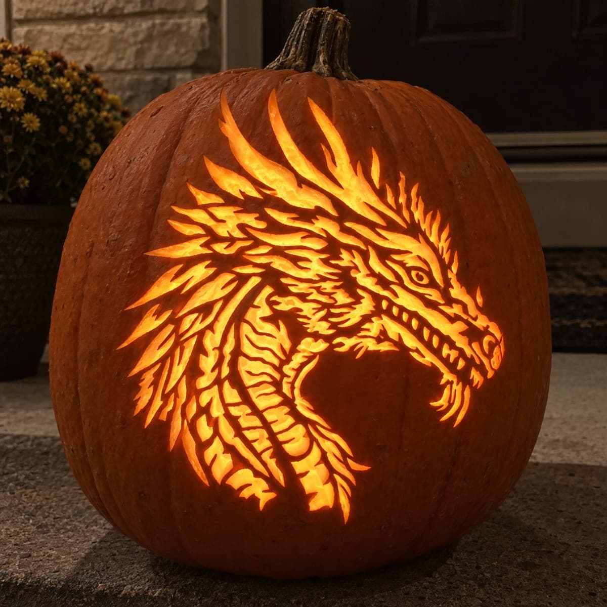 Intricate Spiked Dragon Head Pumpkin