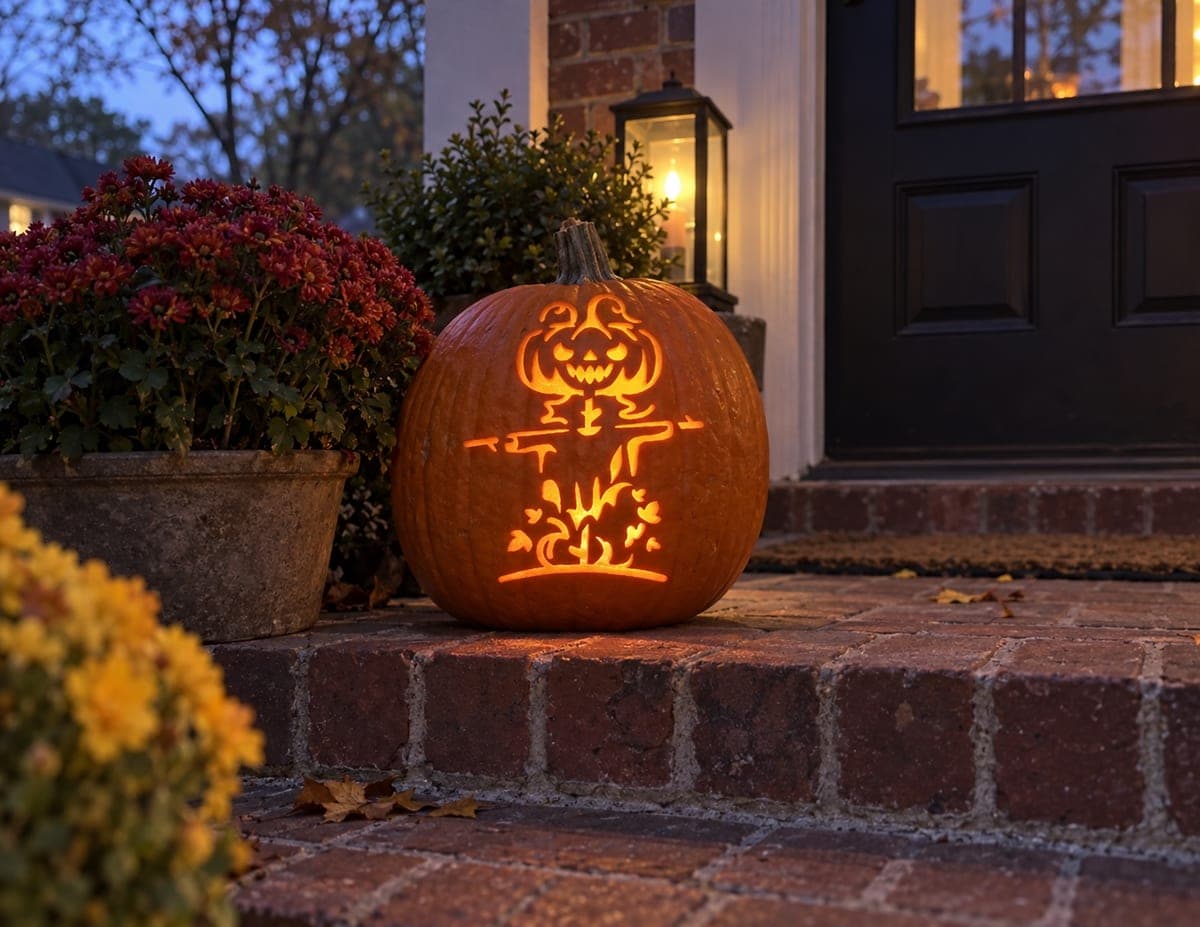 Jack-O-Lantern Scarecrow Porch Pumpkin
