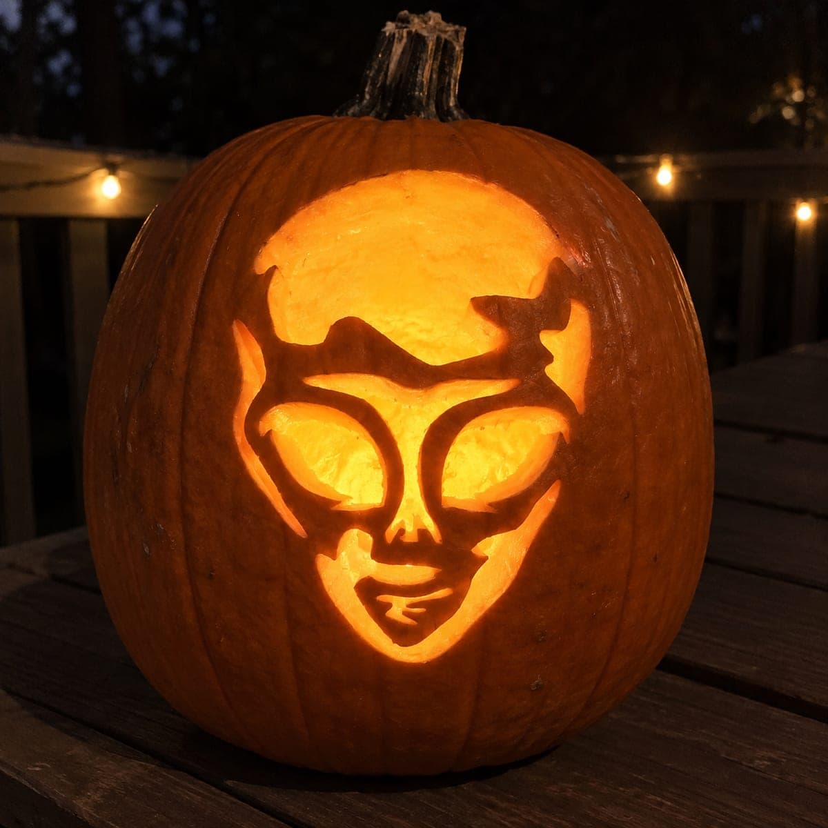 Large-Eyed Alien Portrait Pumpkin