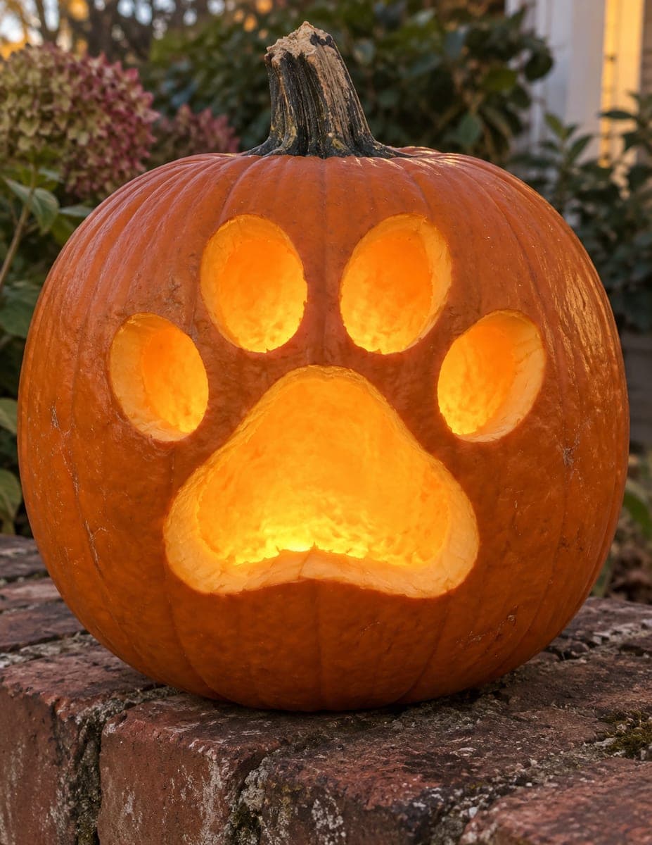 Large Rounded Paw Print Pumpkin — process shot 3 of 3