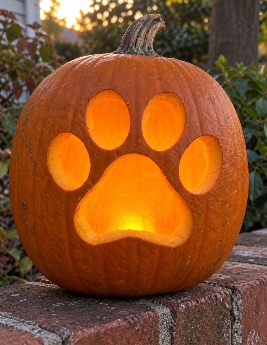 Large Rounded Paw Print Pumpkin