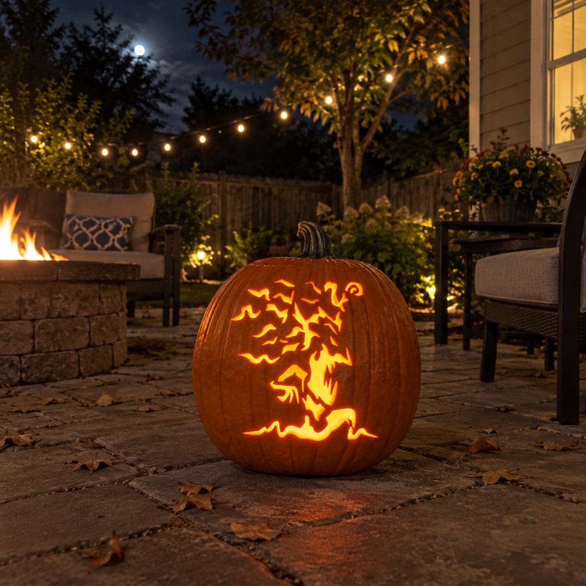 Leaning Haunted Tree Patio Pumpkin