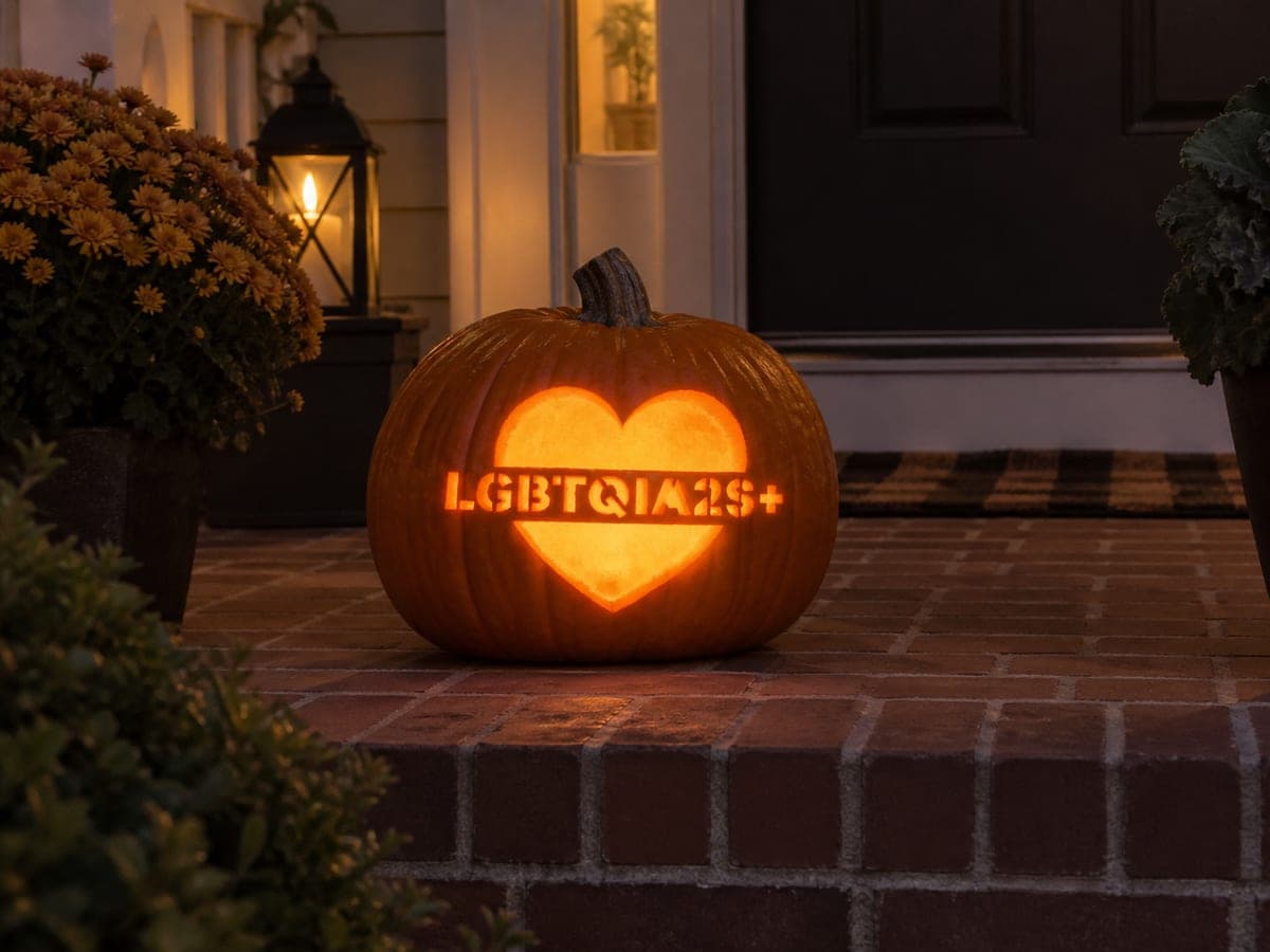 LGBTQIA Plus Heart Lettering Pumpkin