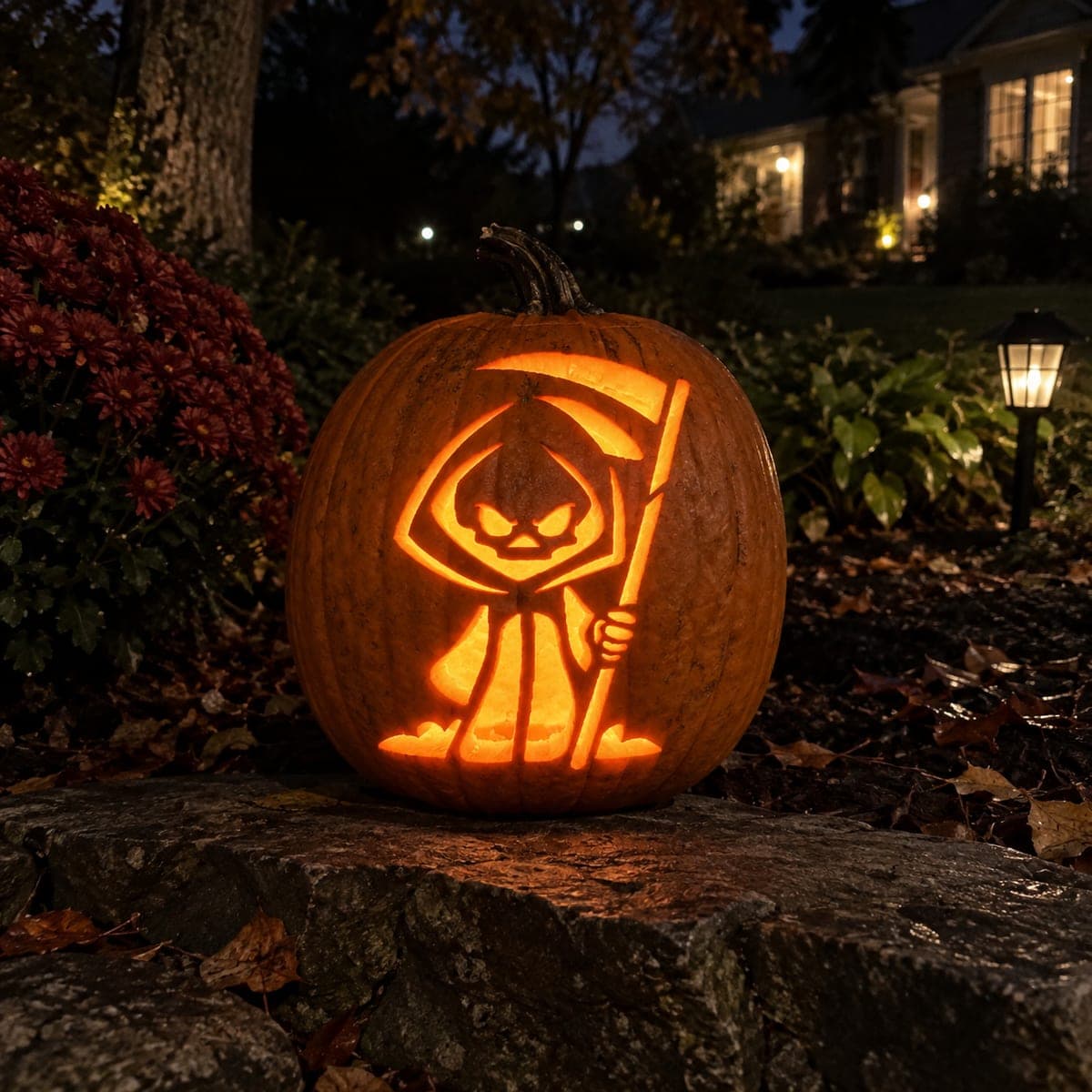 Little Grim Reaper With Tall Scythe Pumpkin β process shot 2 of 2