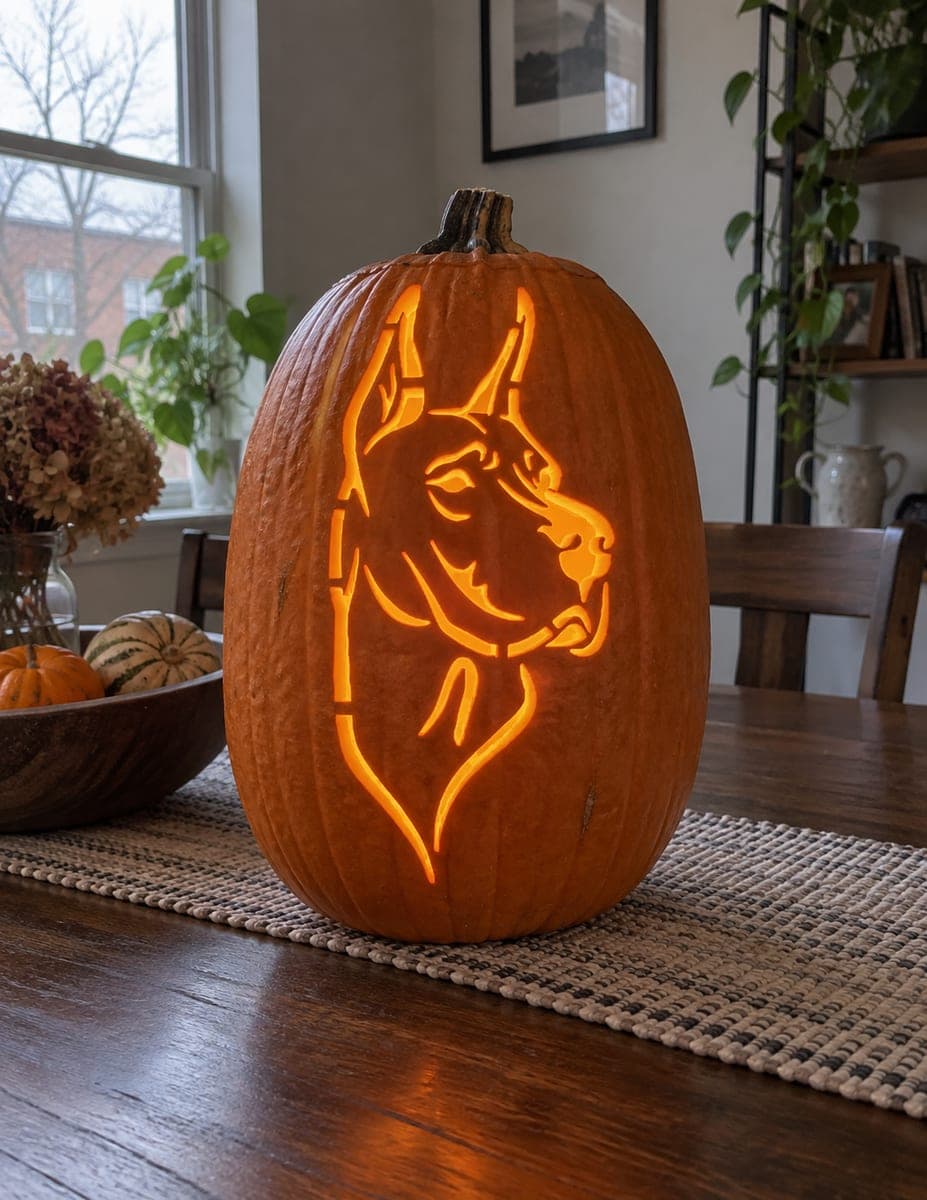 Long-Eared Great Dane Profile Pumpkin