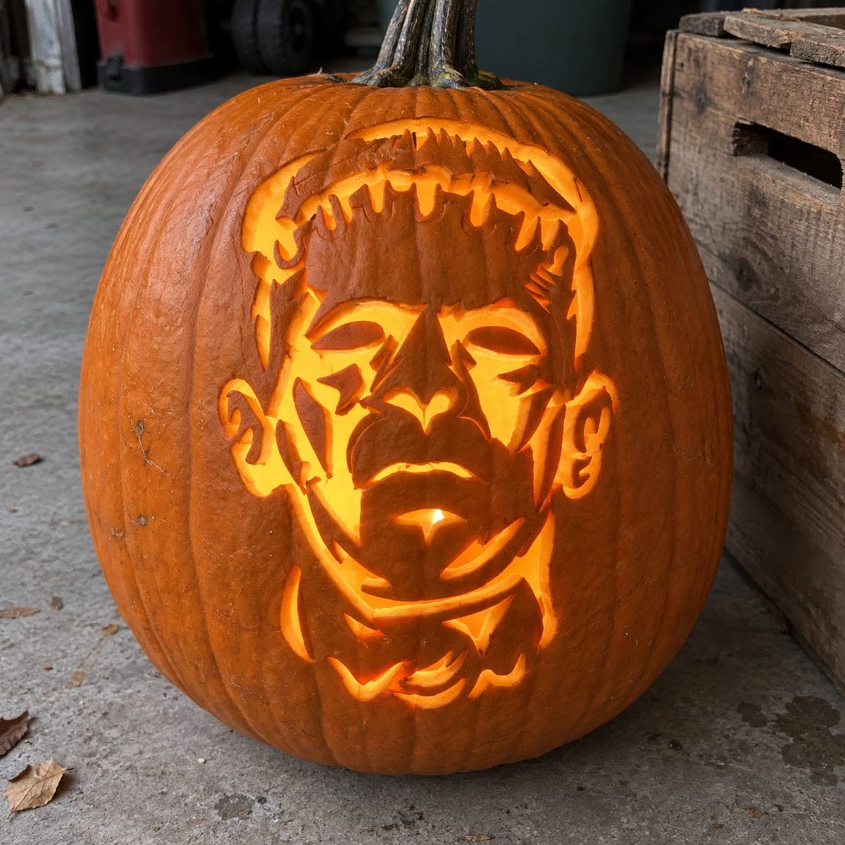Long-Faced Frankenstein Portrait Pumpkin