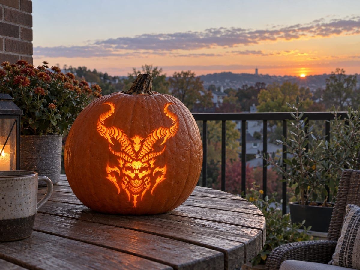 Long-Horned Demon Mask Pumpkin