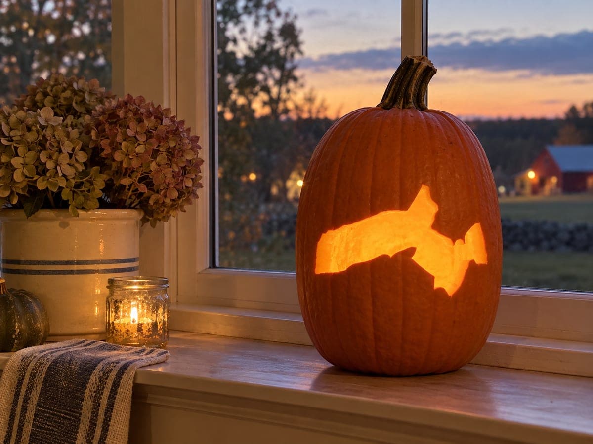 Massachusetts State Silhouette Pumpkin