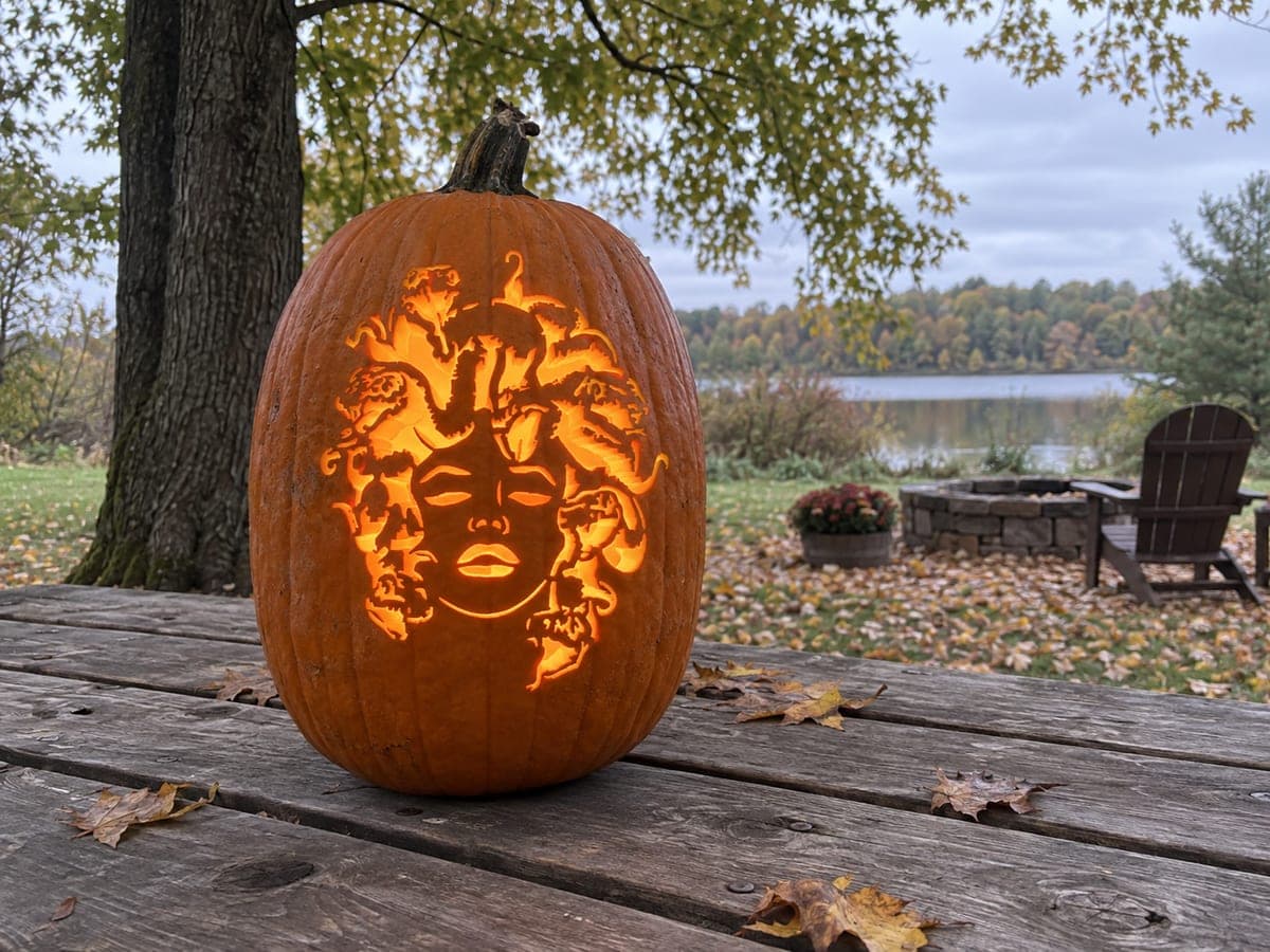 Medusa Face With Twisting Snakes Pumpkin