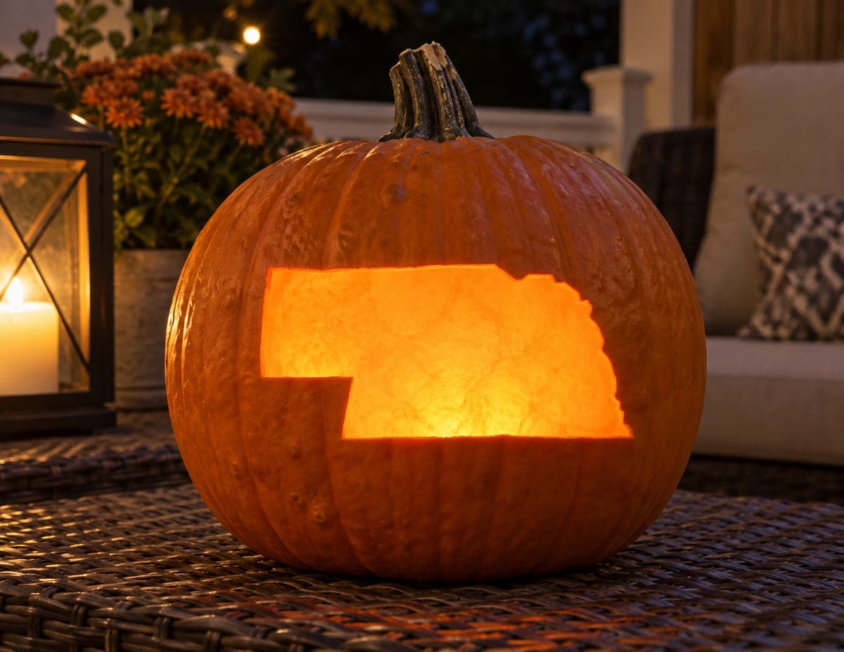 Nebraska State Outline Pumpkin