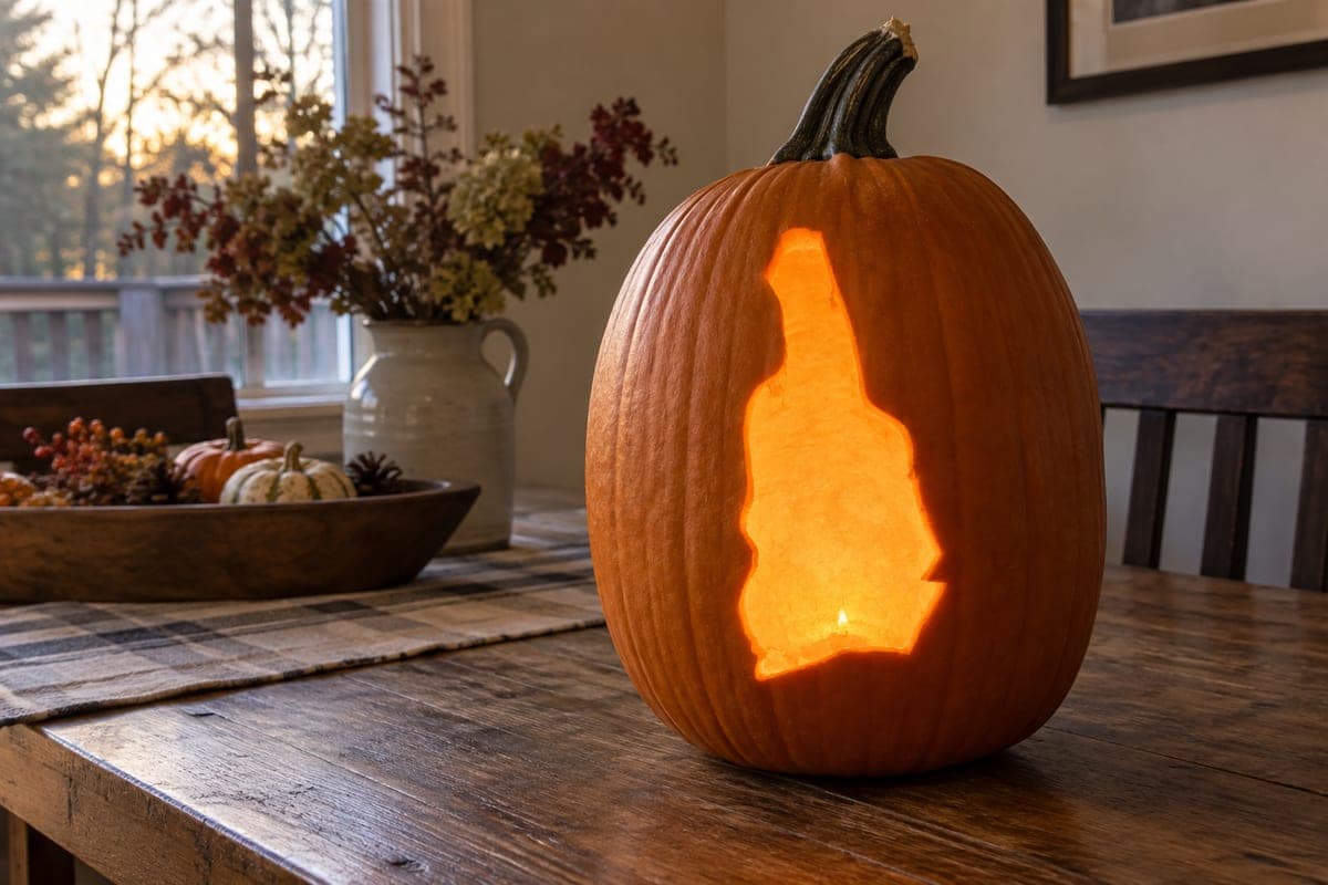 New Hampshire State Silhouette Pumpkin