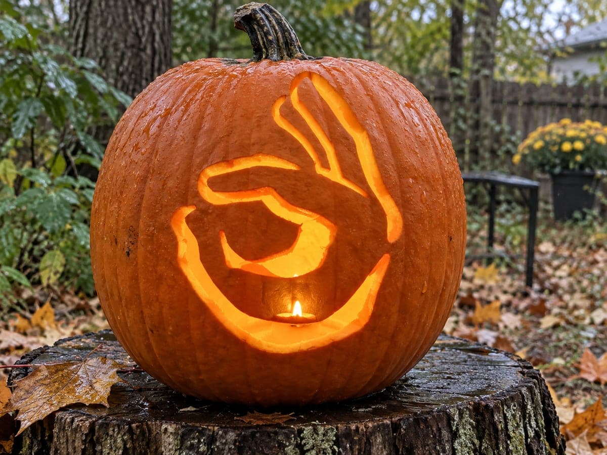 OK Hand Gesture Pumpkin — process shot 2 of 2