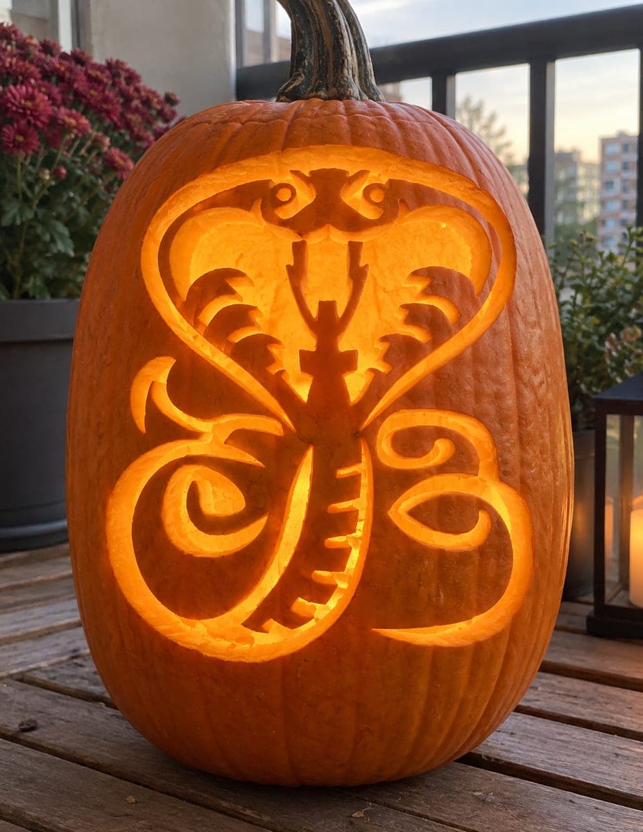 Ornamental Cobra With a Wide Hood Pumpkin