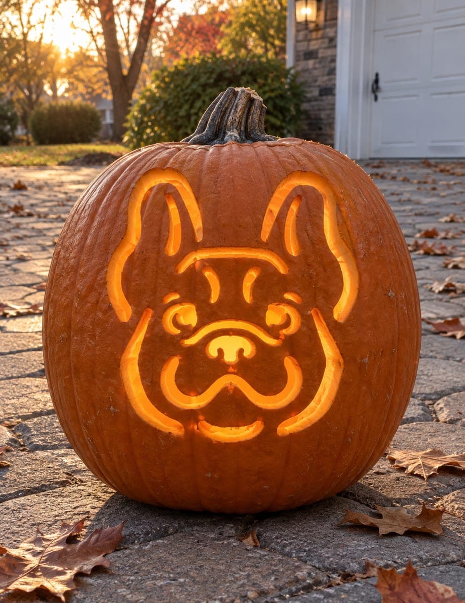 Outlined French Bulldog Face Pumpkin