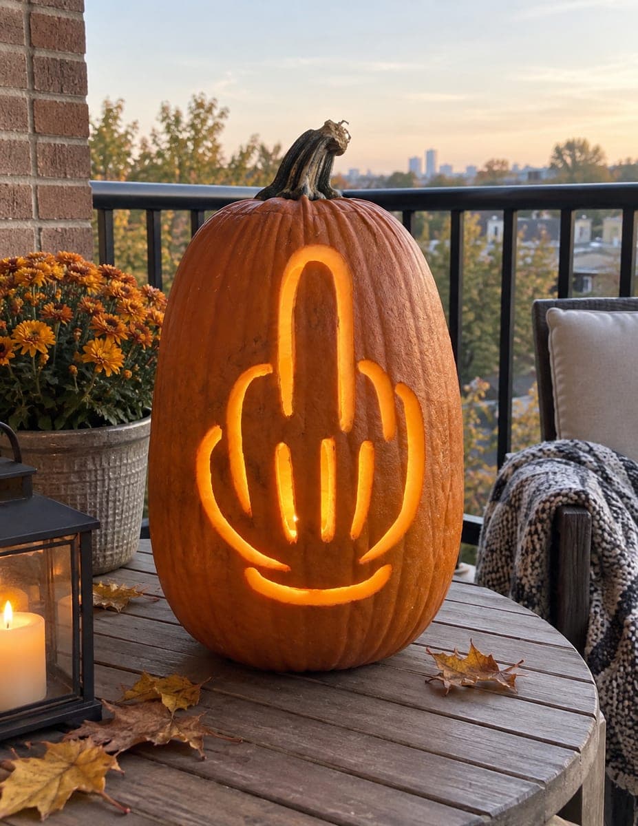 Outlined Middle-Finger Hand Pumpkin
