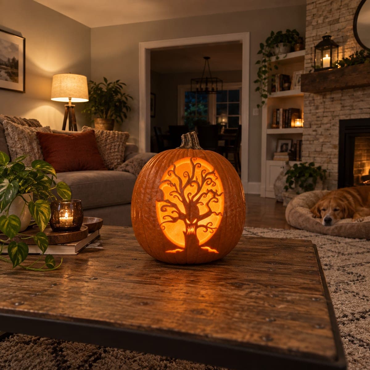 Oval Tree of Life Pumpkin