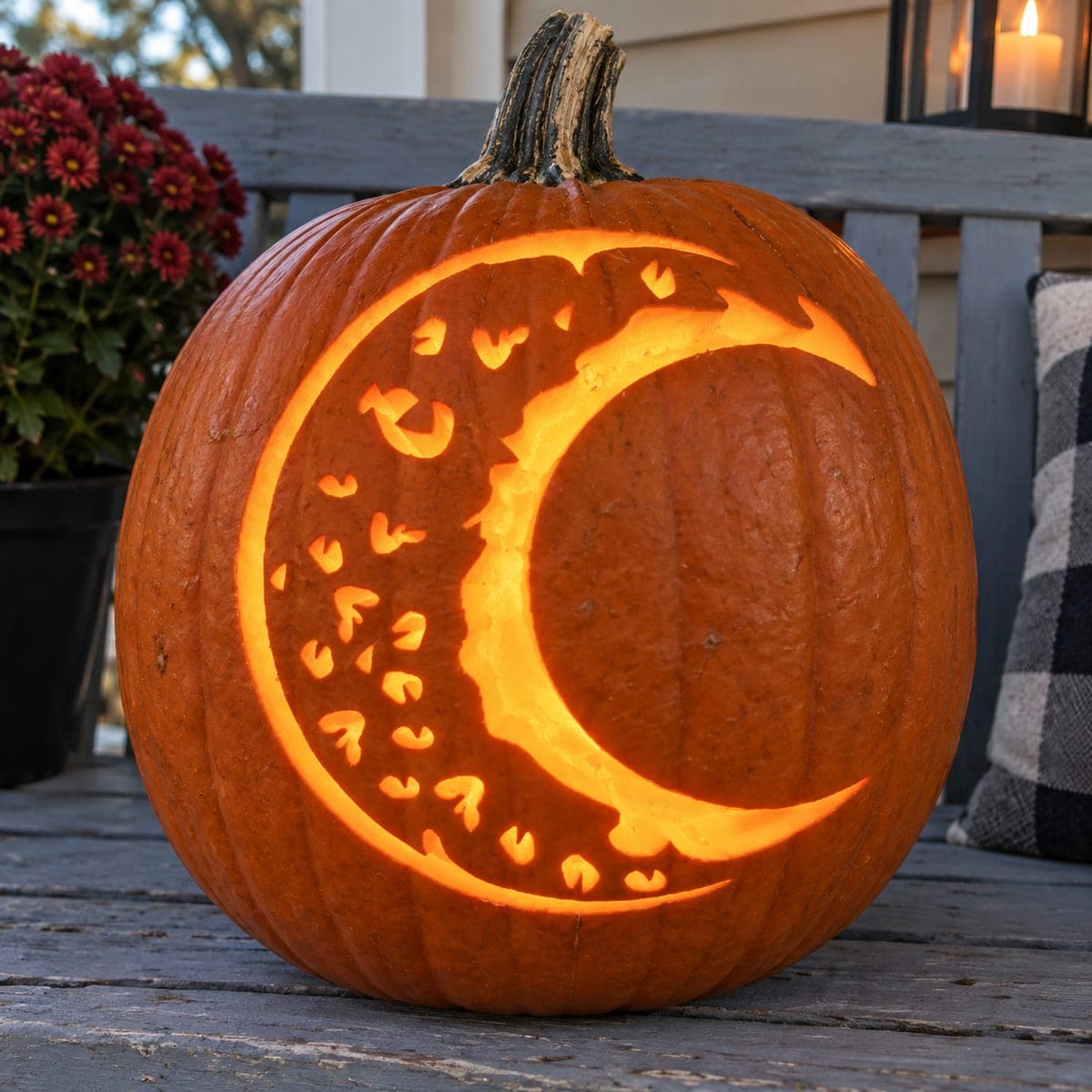 Patterned Crescent Moon Pumpkin
