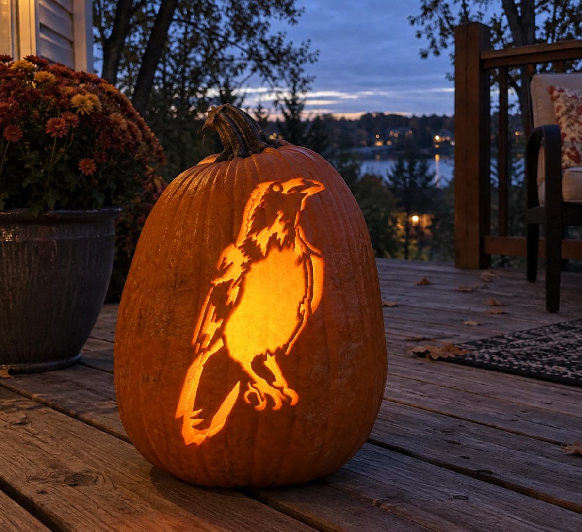 Perched Bird With a Long Tail Pumpkin