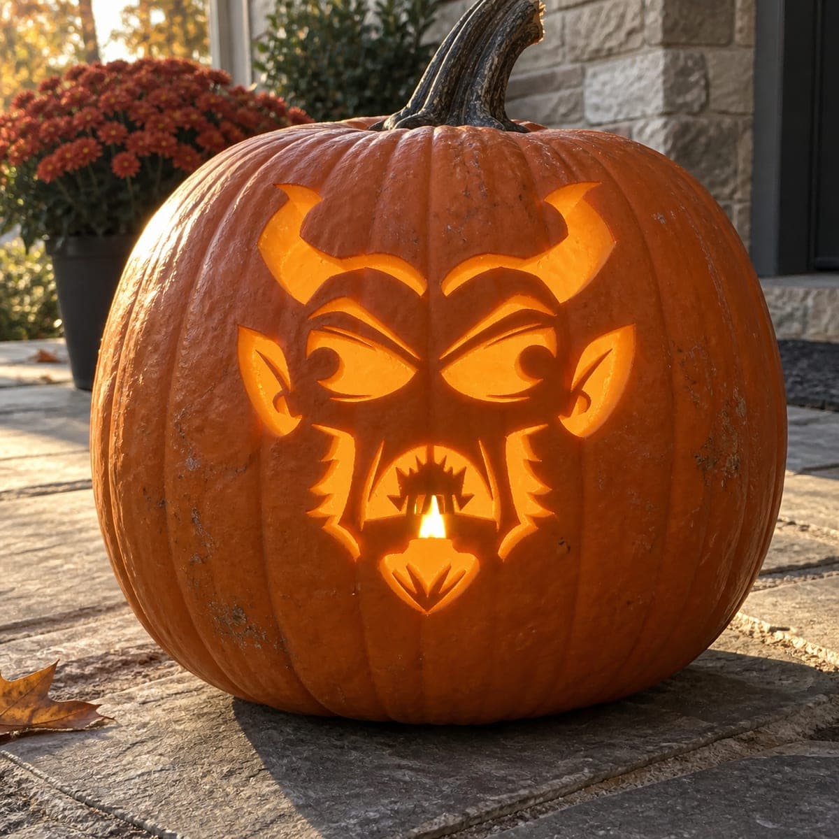 Pointed-Beard Devil Face Pumpkin
