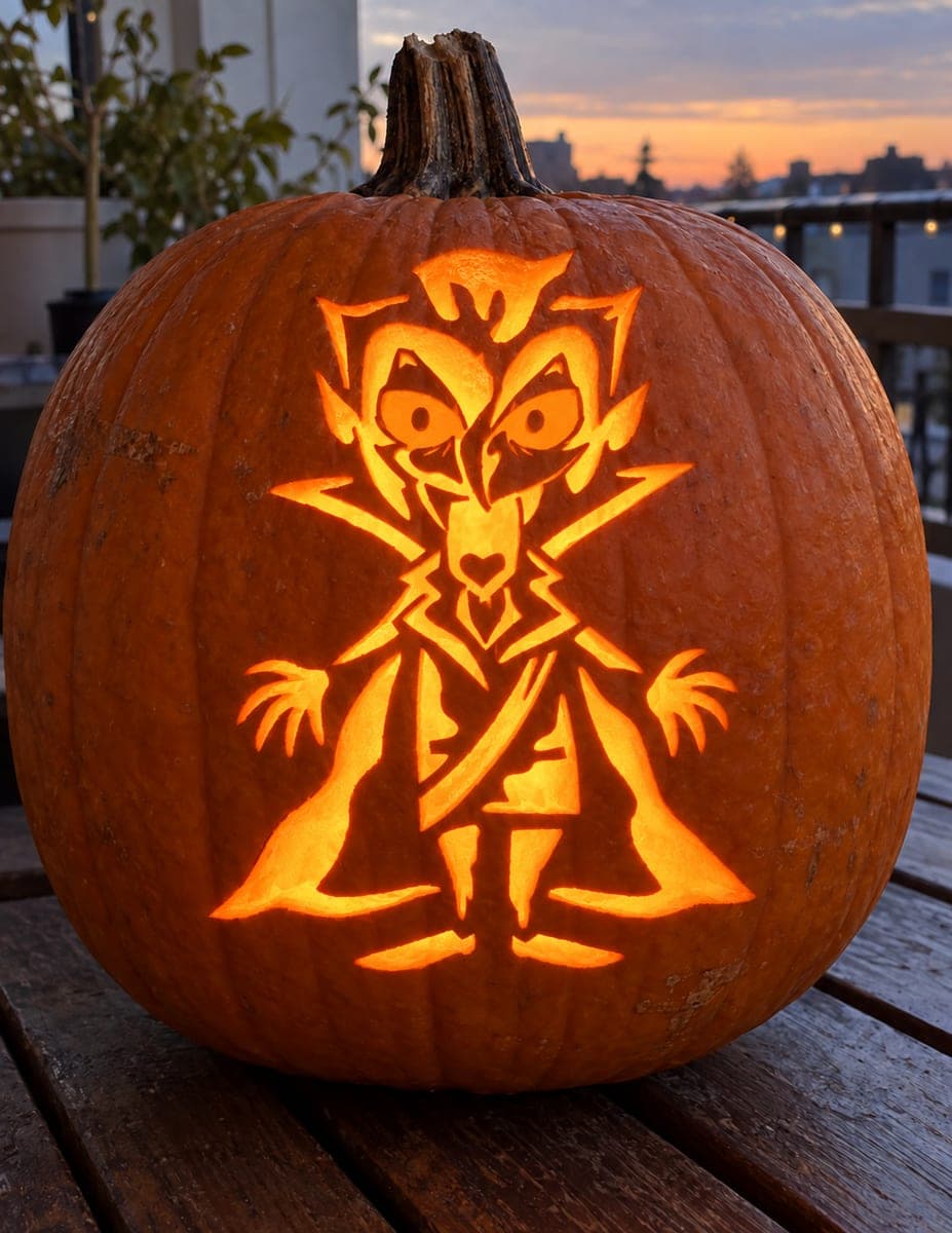 Pointed-Collar Cartoon Vampire Pumpkin
