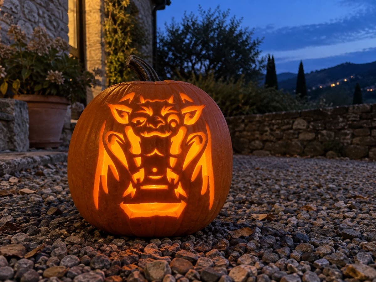 Pointed-Ear Gargoyle Mask Pumpkin