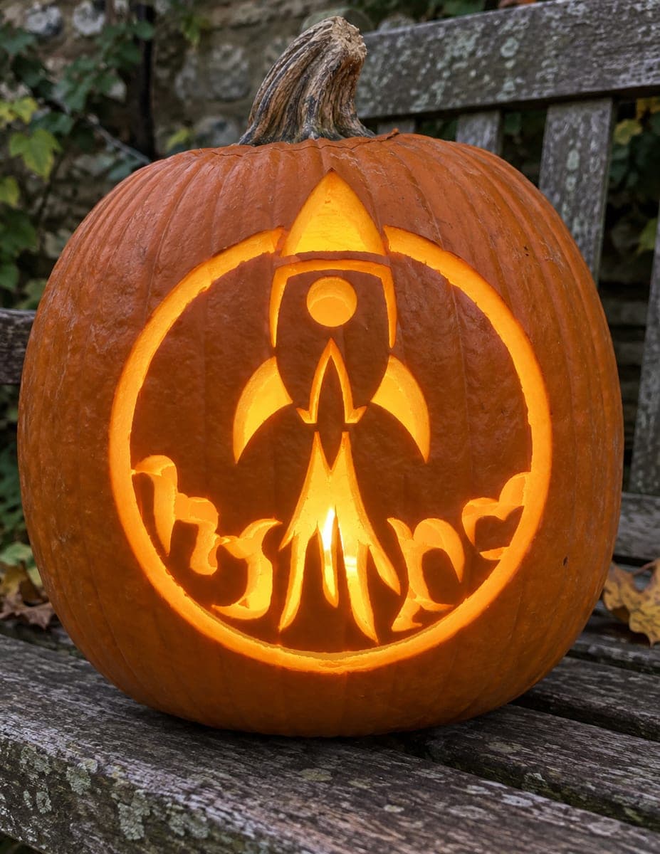 Rocket Launch Inside a Circle Pumpkin