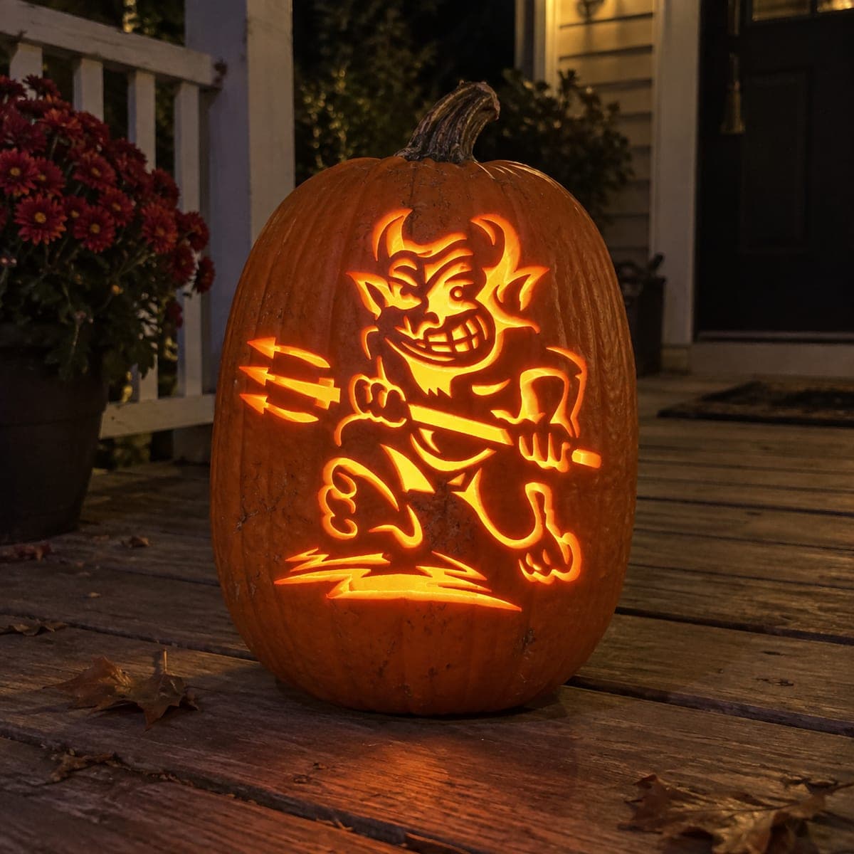 Running Devil With a Trident Pumpkin