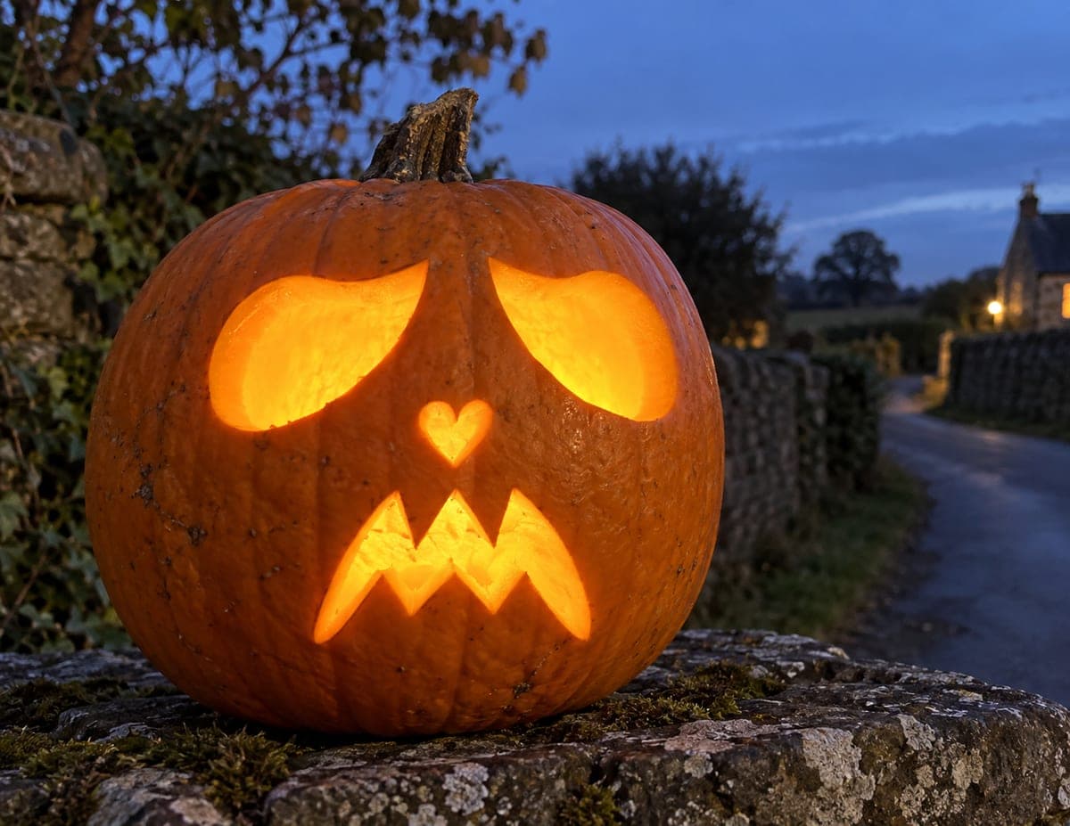 Sad Heart-Nosed Jack-O-Lantern Pumpkin
