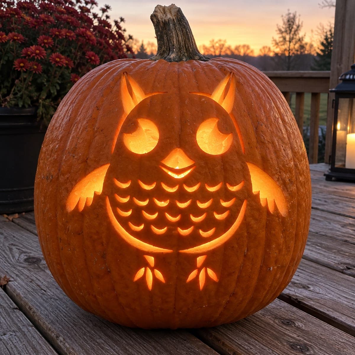 Scalloped-Feather Owl Pumpkin