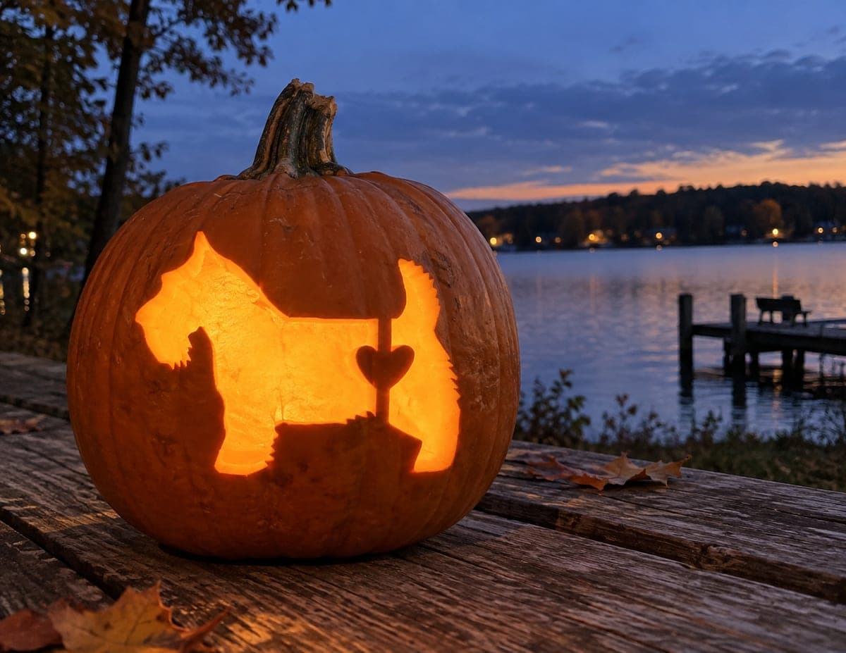 Scottie Dog With a Heart Pumpkin