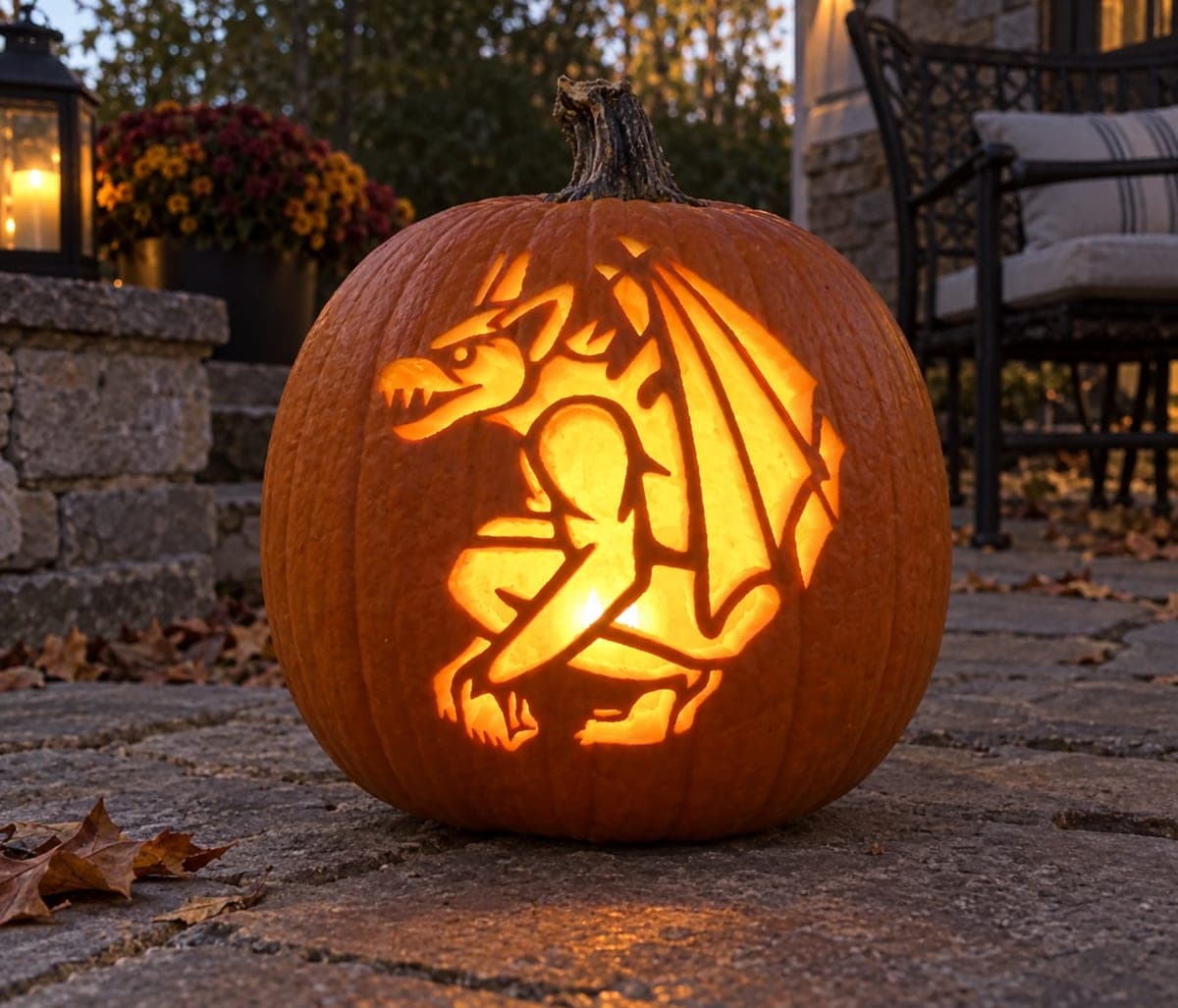 Seated Winged Dragon Pumpkin