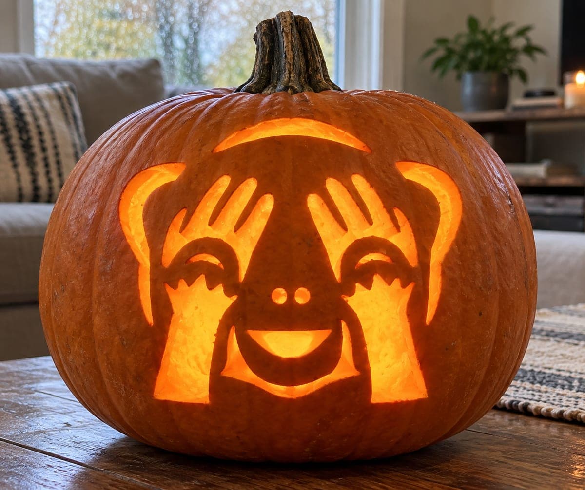 See-No-Evil Monkey Emoji Pumpkin