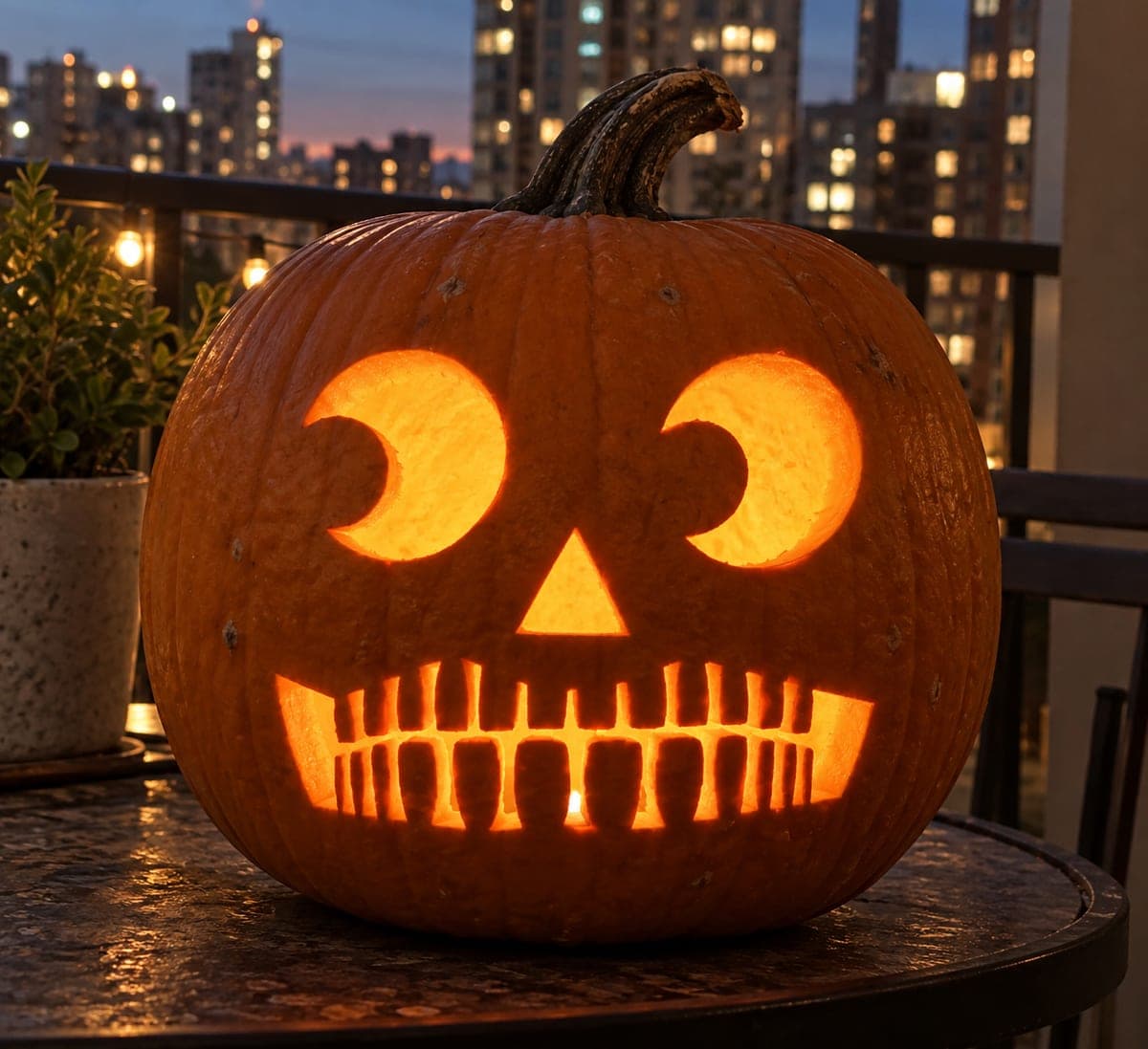 Side-Glancing Stitched Grin Pumpkin