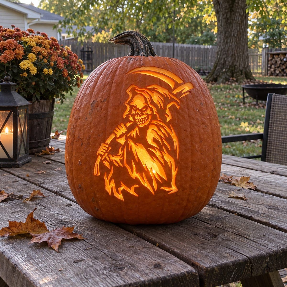 Sideways Grim Reaper With Flowing Hood Pumpkin β process shot 2 of 2